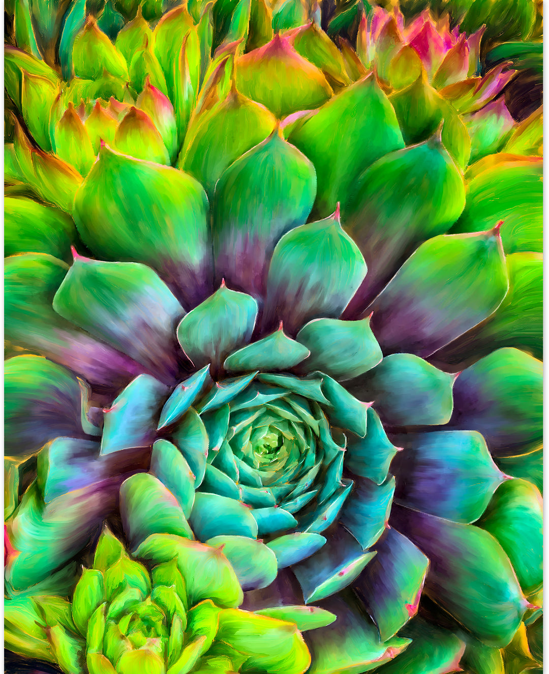 Succulent-Splendor-cactus-painting-art-print-by-Christina-Stefani-Unframed