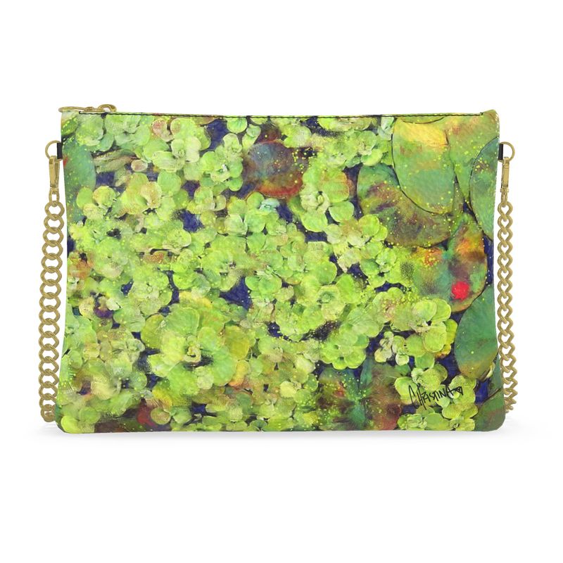 Lily Pads Hand-made Leather Crossbody Bag With Chain