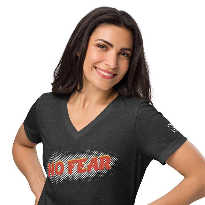 Women’s NO FEAR Graphic Relaxed V-neck T-shirt by Christina Stefani