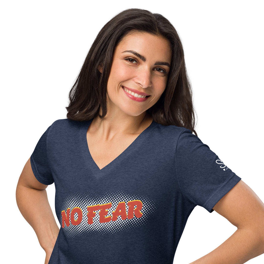 Women’s NO FEAR Graphic Relaxed V-neck T-shirt by Christina Stefani