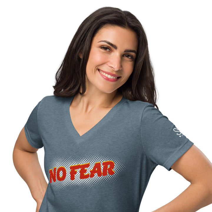 Women’s NO FEAR Graphic Relaxed V-neck T-shirt by Christina Stefani