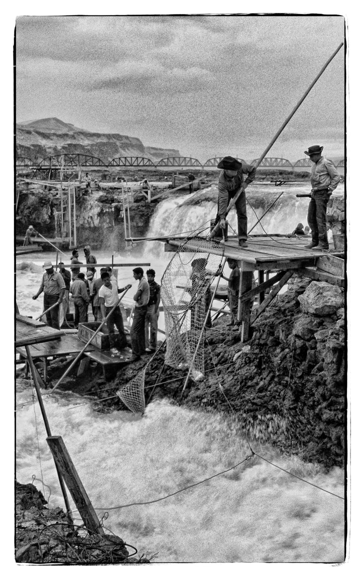 Celilo Falls Richard Stefani Above the Narrows black and white historic art photograph art Stefani Fine Art.