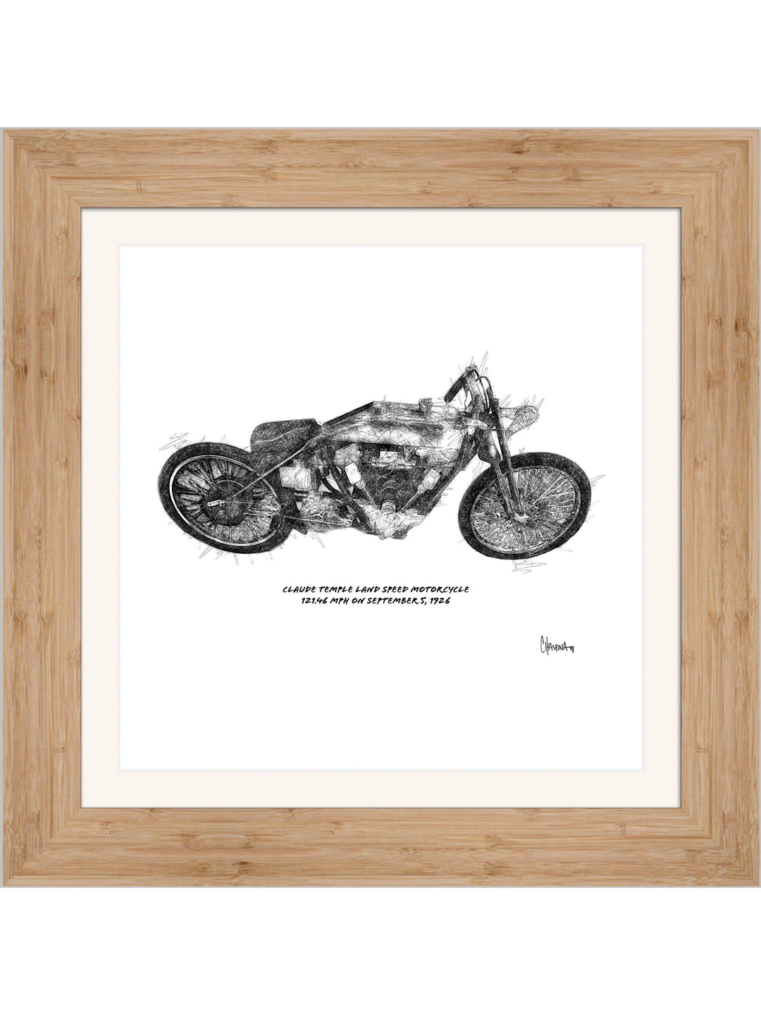 Claude Temple Land Speed Motorcycle Square Edition - Square Editions - Christina Stefani - Stefani Fine Art