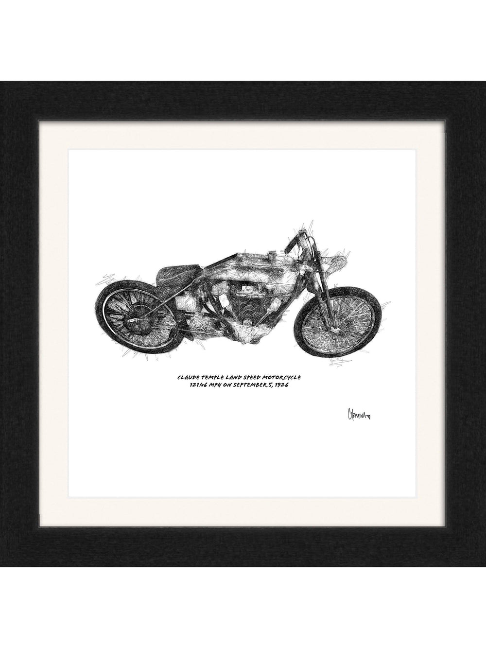 Claude Temple Land Speed Motorcycle Square Edition - Square Editions - Christina Stefani - Stefani Fine Art