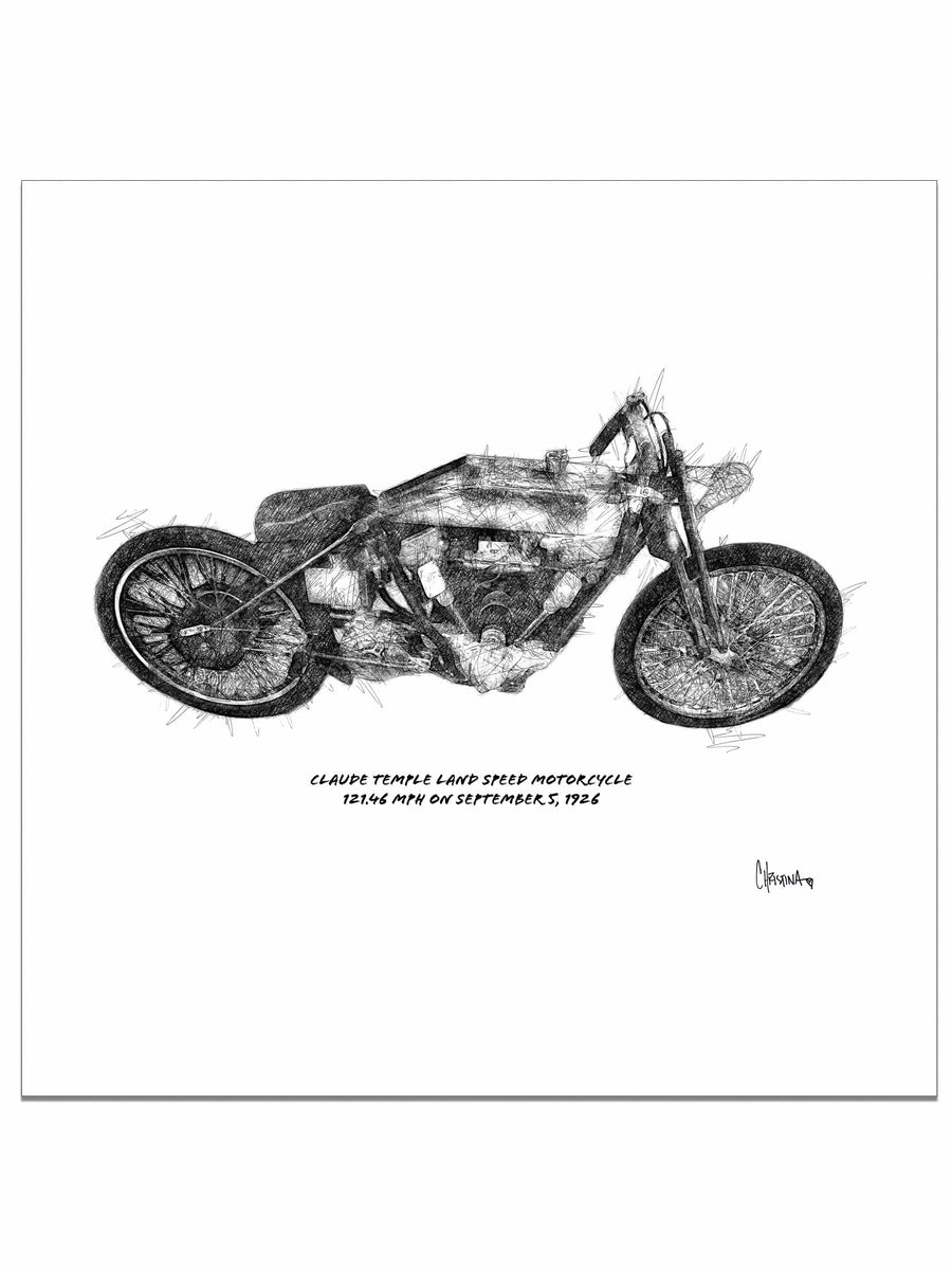 Claude Temple Land Speed Motorcycle Square Edition - Square Editions - Christina Stefani - Stefani Fine Art